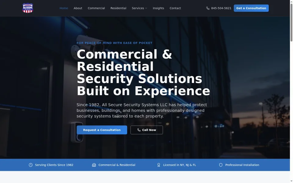 All Secure homepage screenshot